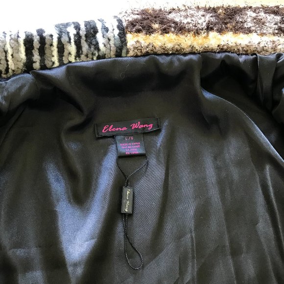 Elena Wang Colorful Textured Patchwork Zip Up Cardigan Jacket Top NWOT - Picture 8 of 10